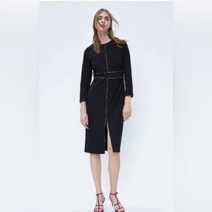 Zara Black Long Sleeve Midi Dress with Leopard Print
Trim (S)
